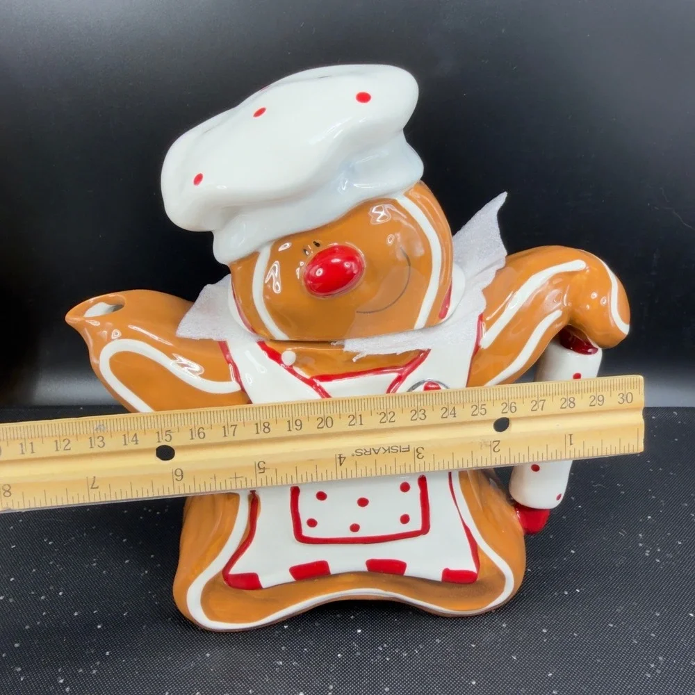 Blue Sky Heather Goldminc Christmas Ginger Bread Teapot Carafe Ceramic‎ Holiday
